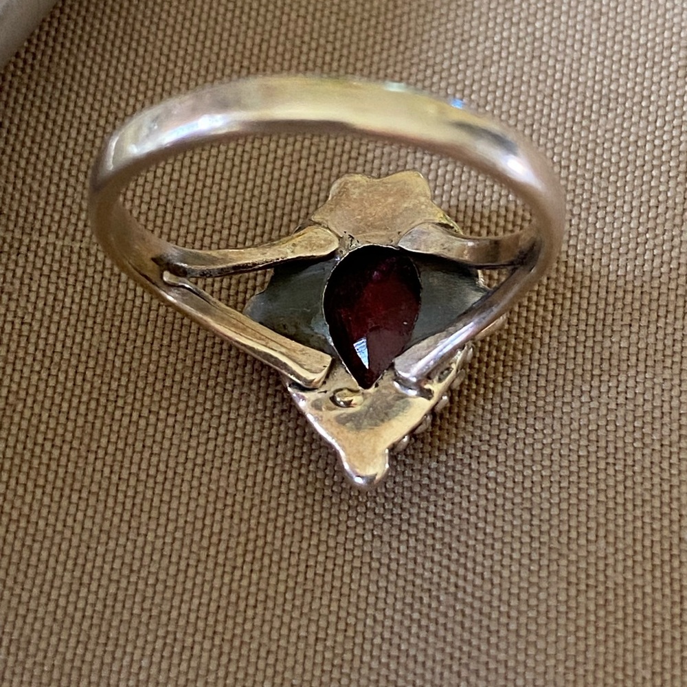 Silver And Ruby Teardrop Ring - image 4